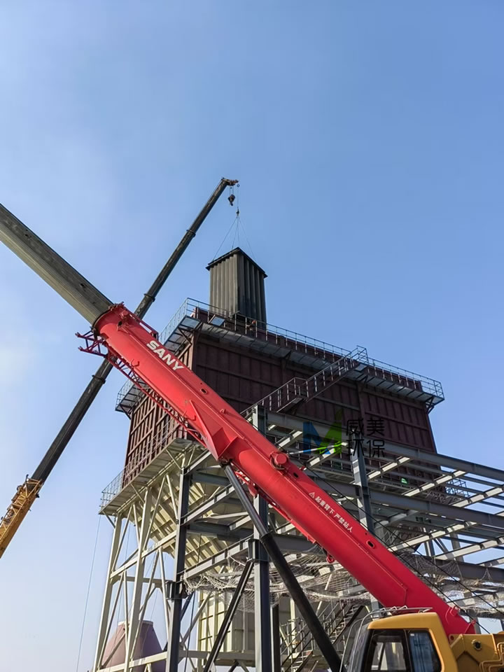 脫硫尾氣/黃磷尾氣濕電除塵器現(xiàn)場(chǎng)安裝實(shí)況